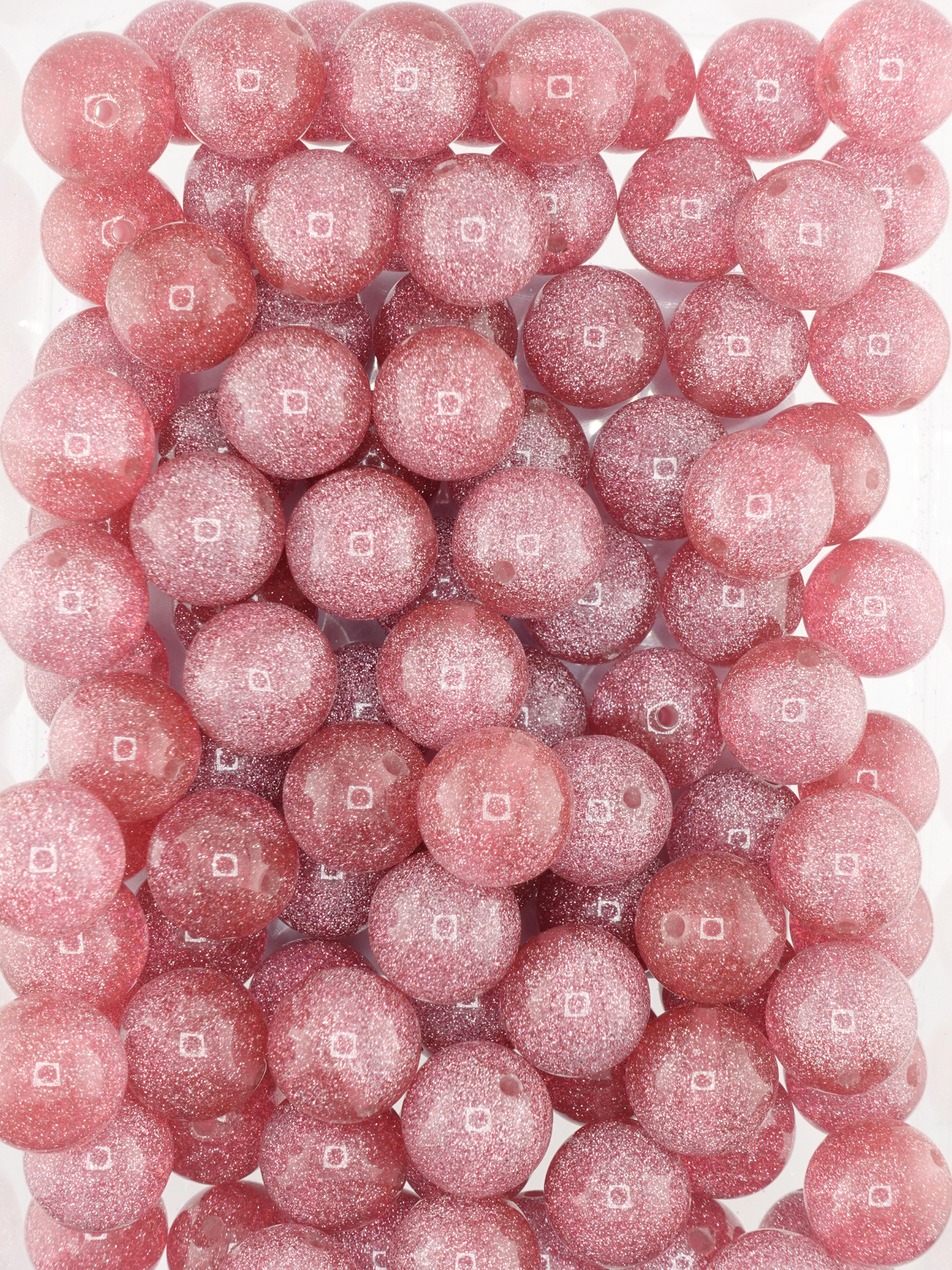Collection of 20mm glitter mauve beads
