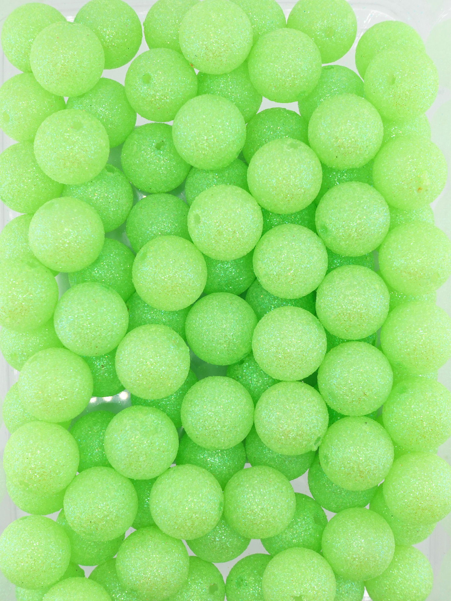 Lime Green colored Glitter Gumball beads