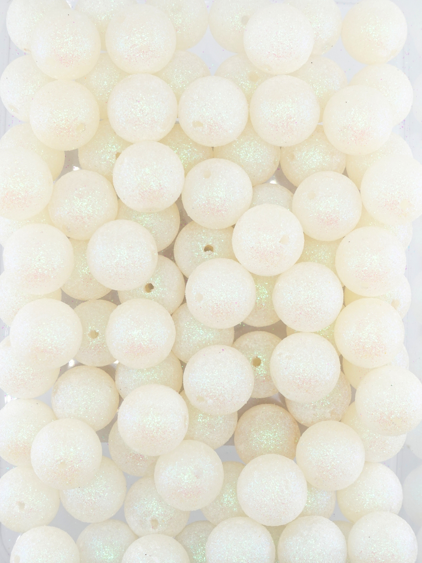 White colored Glitter Gumball beads