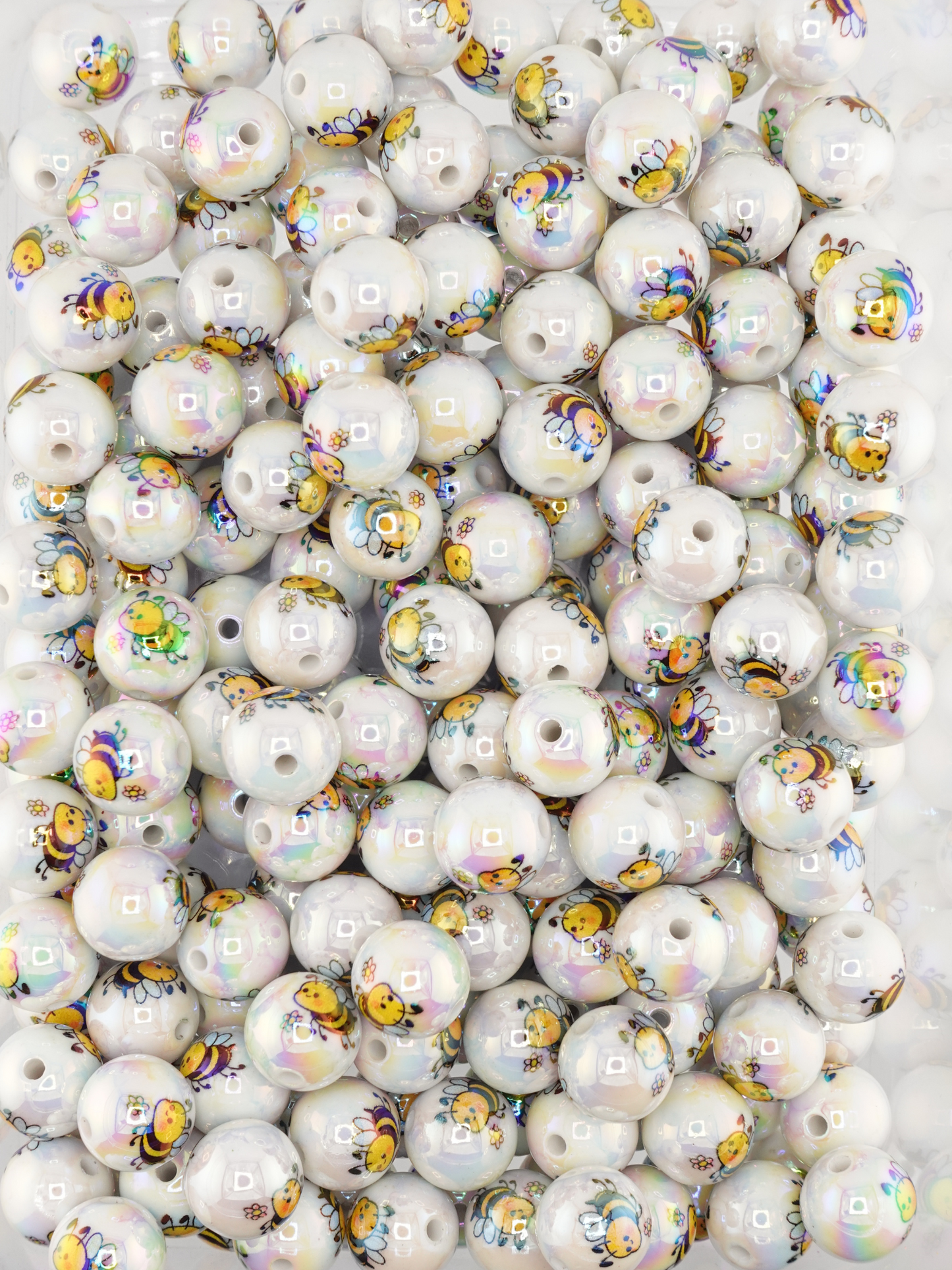 Collection of beads with a bee print design