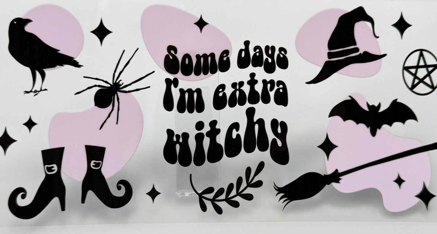 Halloween-themed design with text 'Some days I'm extra witchy' and various witch-related icons