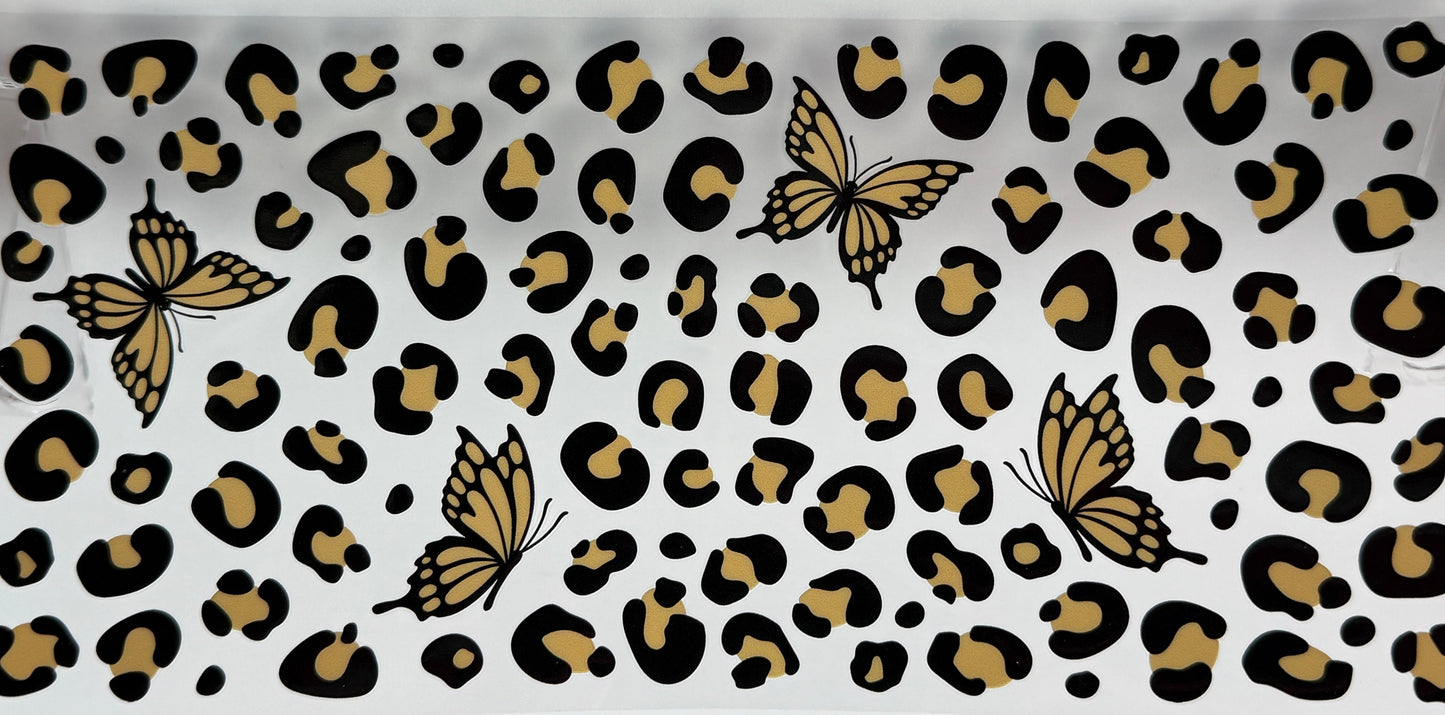 Leopard print pattern with butterflies