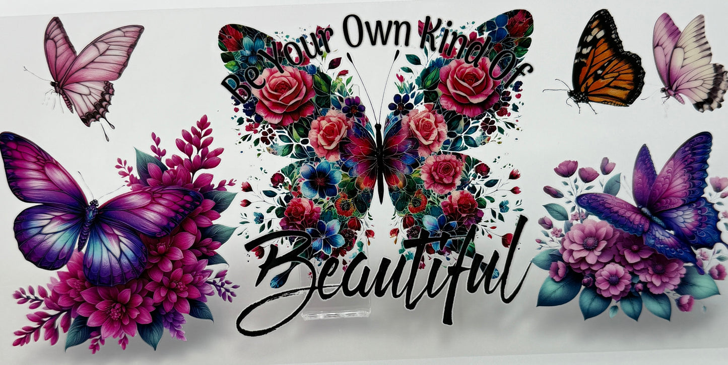 Decorative design with butterflies, flowers, and text