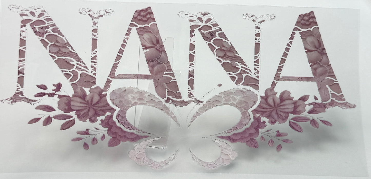 Decorative text surrounded by floral and butterfly designs