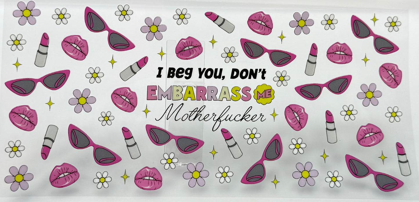 Patterned product with sunglasses, lips, and flowers