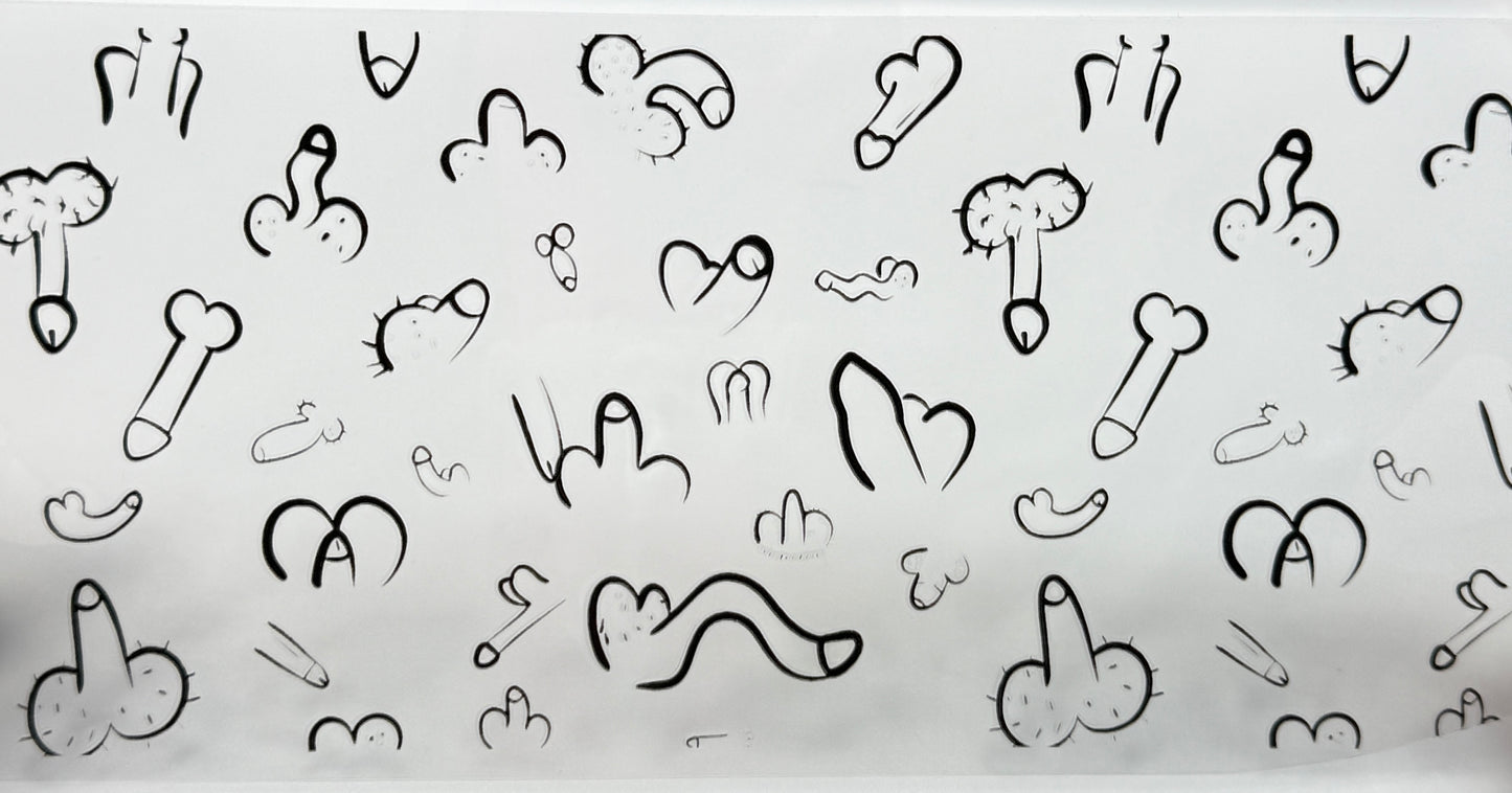 Pattern of black hand-drawn shapes