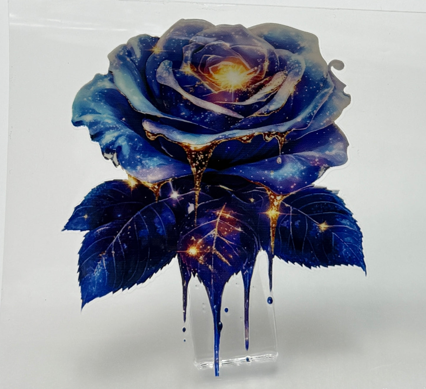 Blue rose with galaxy design stand