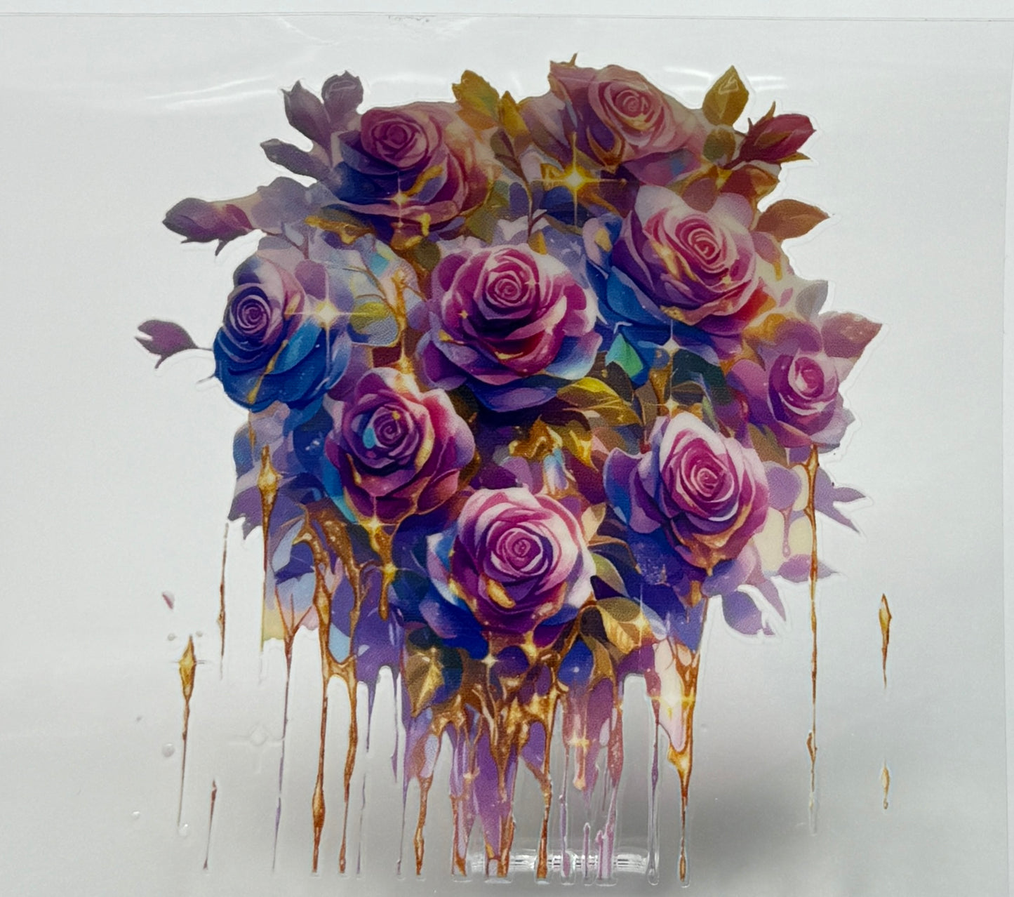 Colorful floral design with dripping effects