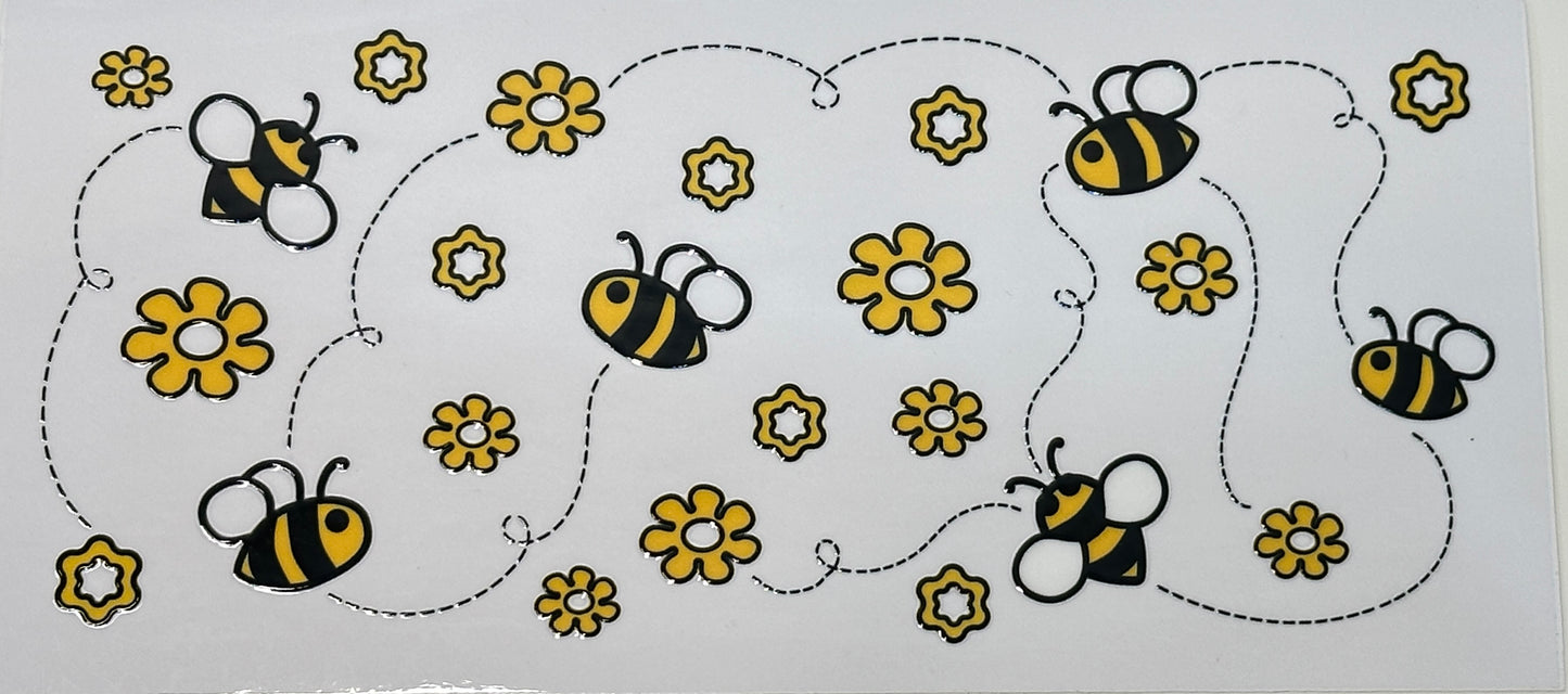Sticker sheet with bees and flowers