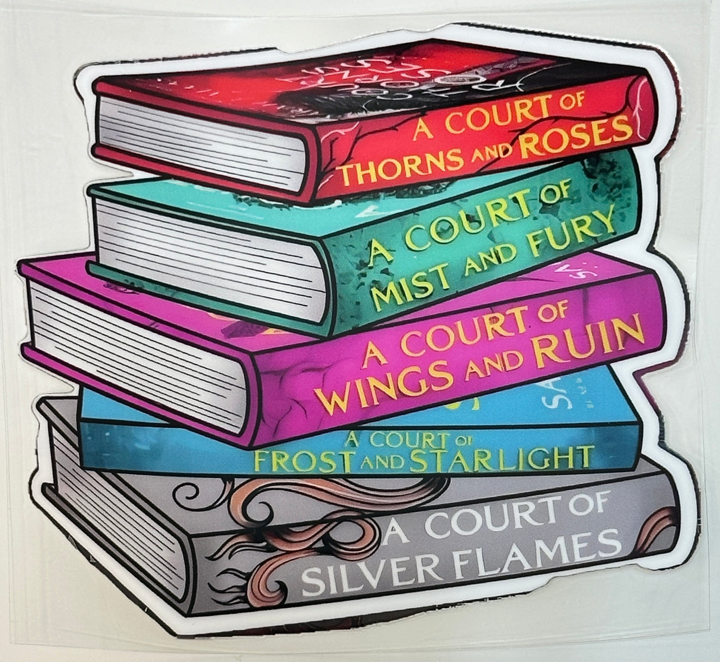 Stack of books with book titles