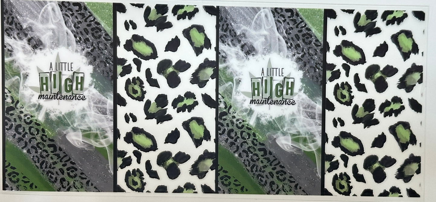 Four leopard print products with 'A Little Hugh Maintenance'