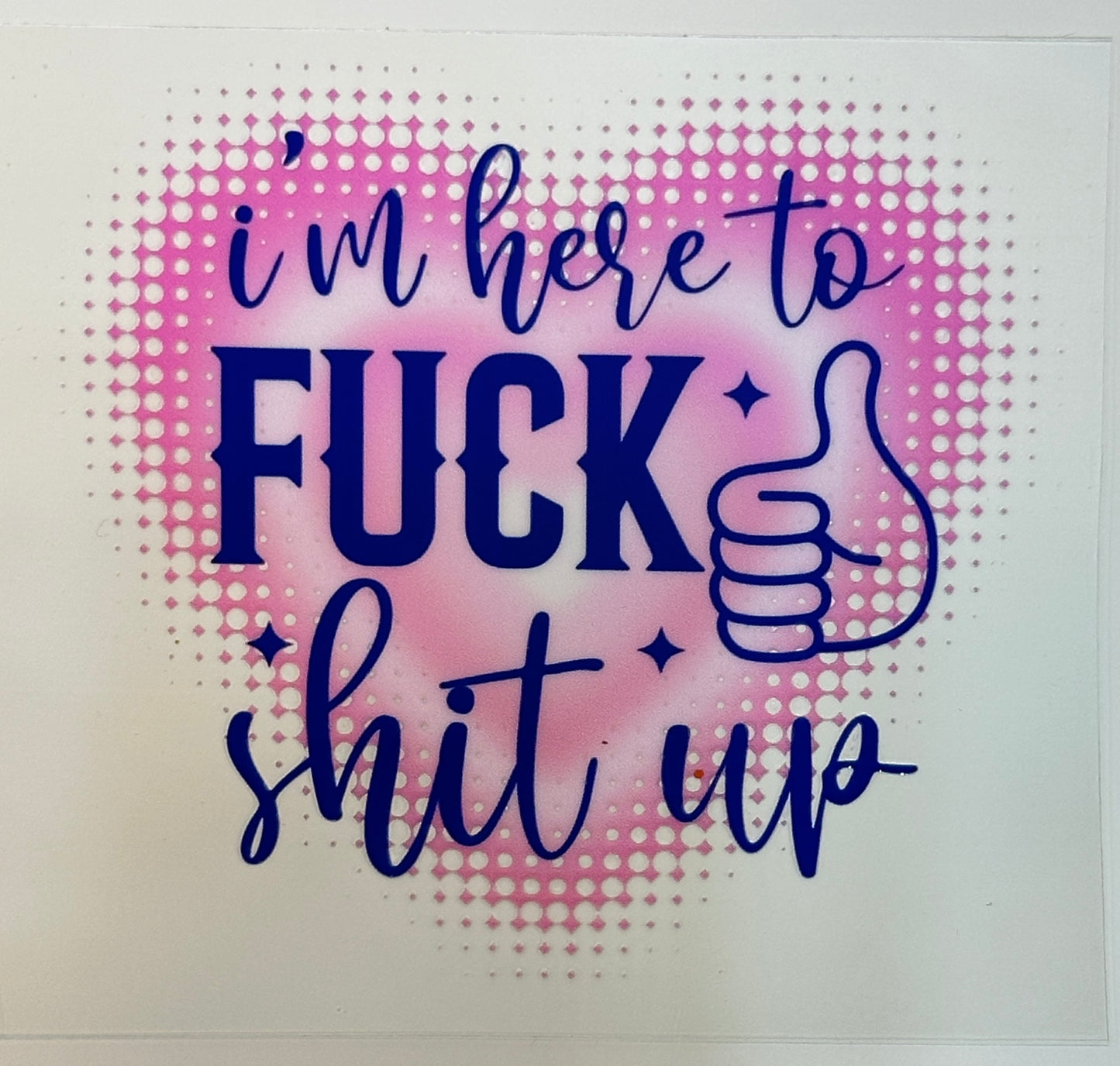 Text with a graphic of a hand giving a thumbs up on a gradient background