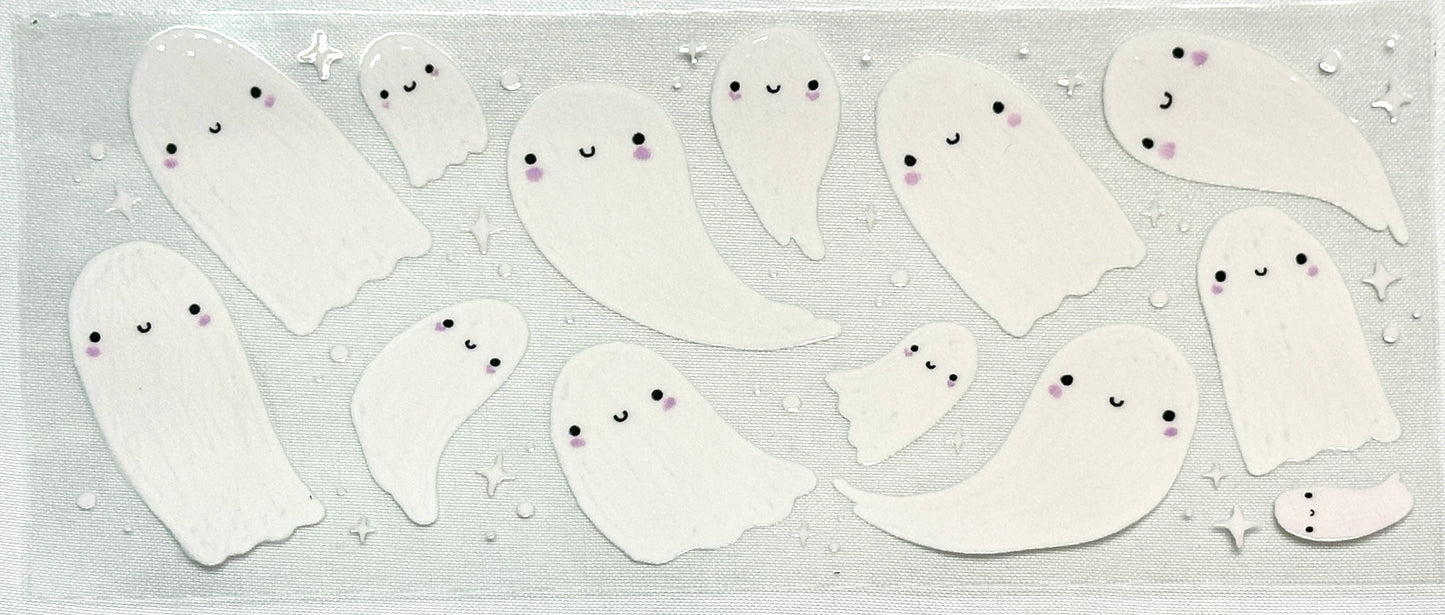 Sheet of ghost stickers with cute faces