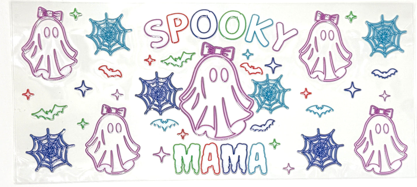 Neon Outline Spooky Mama Ghost Wrap-966