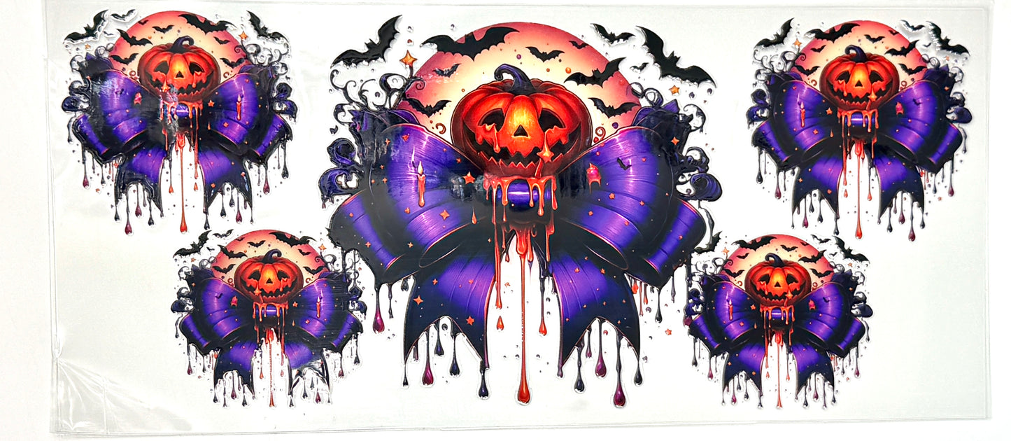 Jack-o-Lantern and Purple Bow Wrap-973