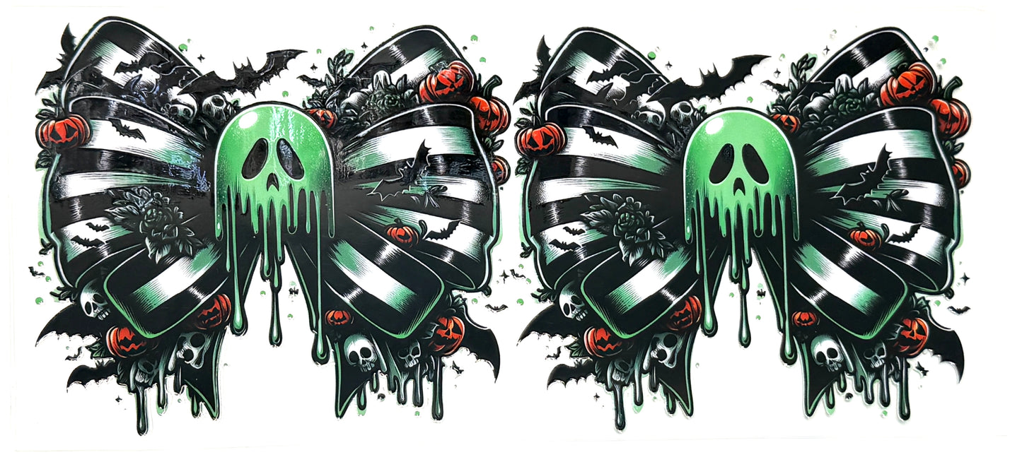 Black and White Bow Green Ghost Wrap-974