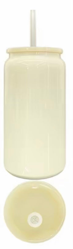 16oz Glass Fall Color Lid and Straw (NON-SNOWGLOBE)