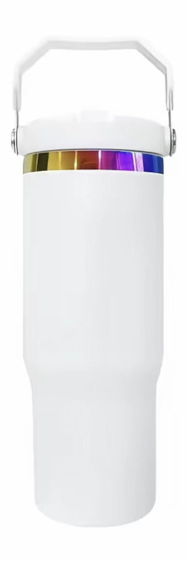 30oz. Stainless Steel Tumbler Flip Lid w/Portable Handle (NON-SNOWGLOBE)