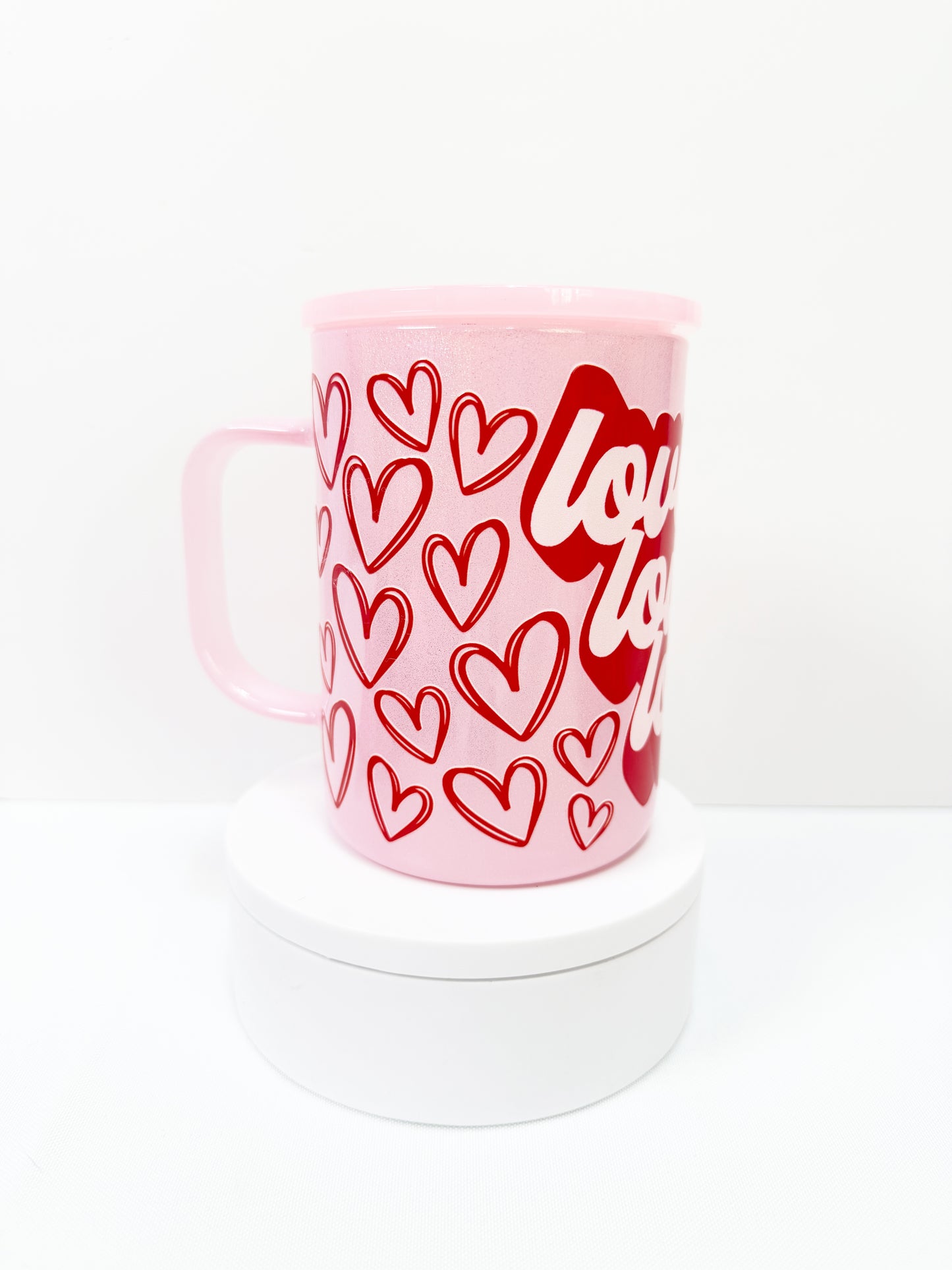 17oz LOVE LOVE LOVE Shimmer Glass Mug