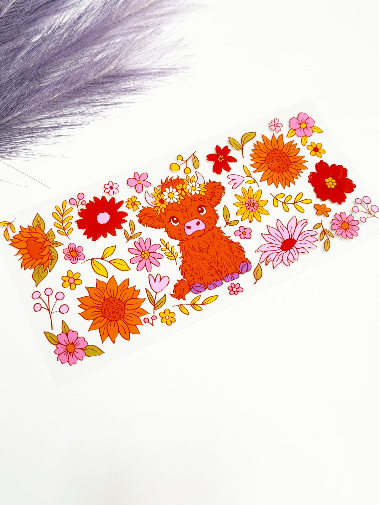 Floral Highland Cow Wrap-1560