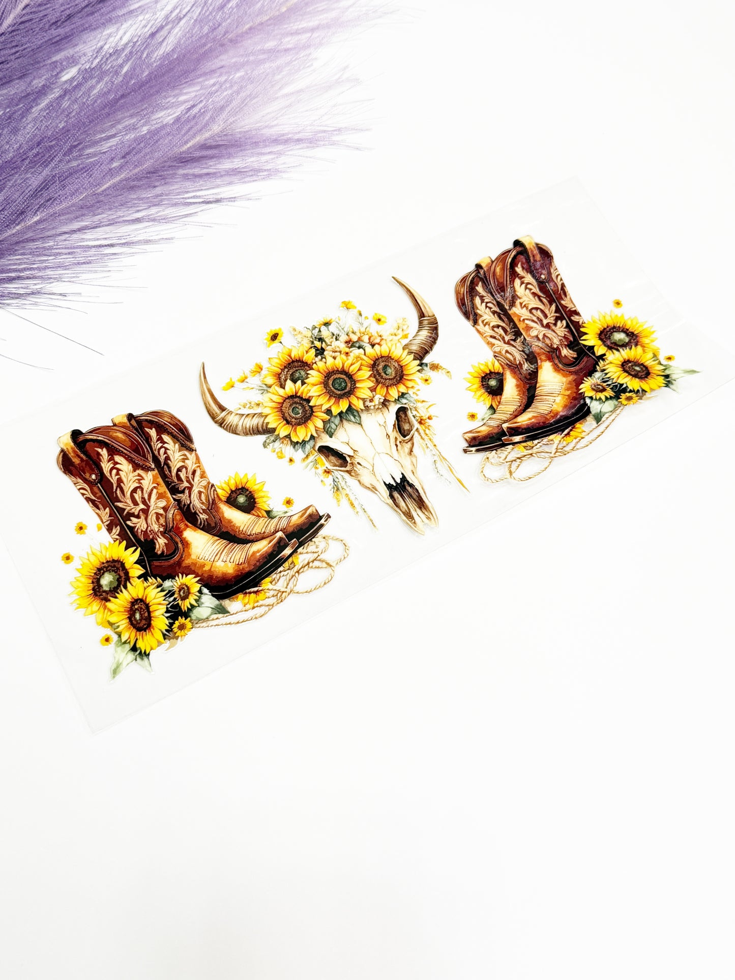 Steer head Boots and Sunflowers Wrap-1599