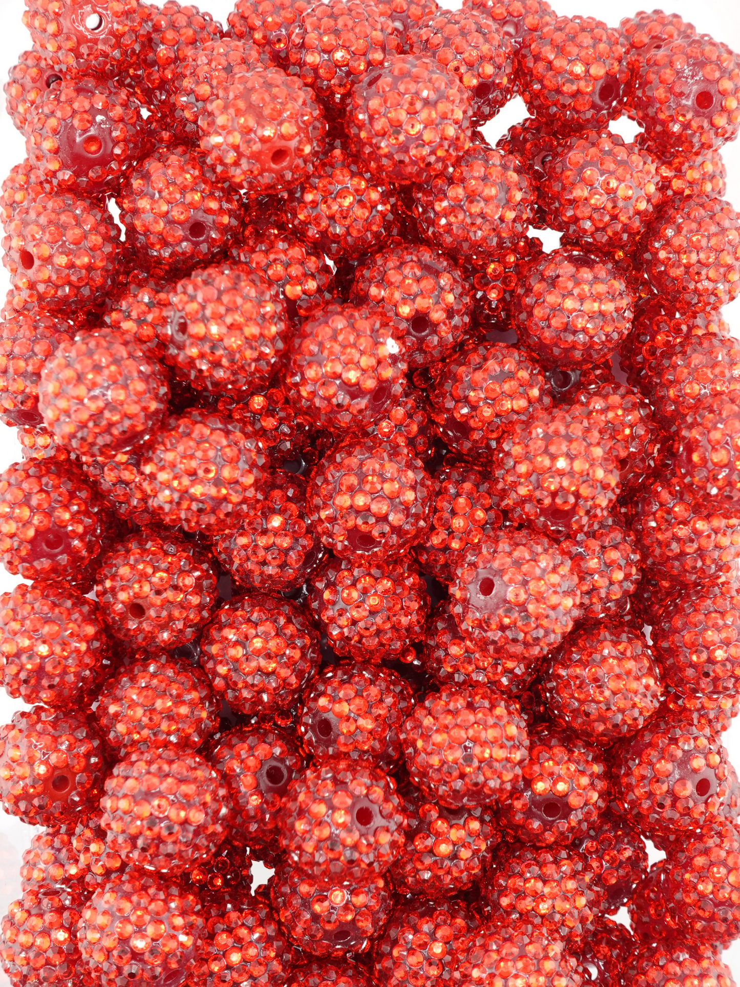Collection of red rhinestone textured beads