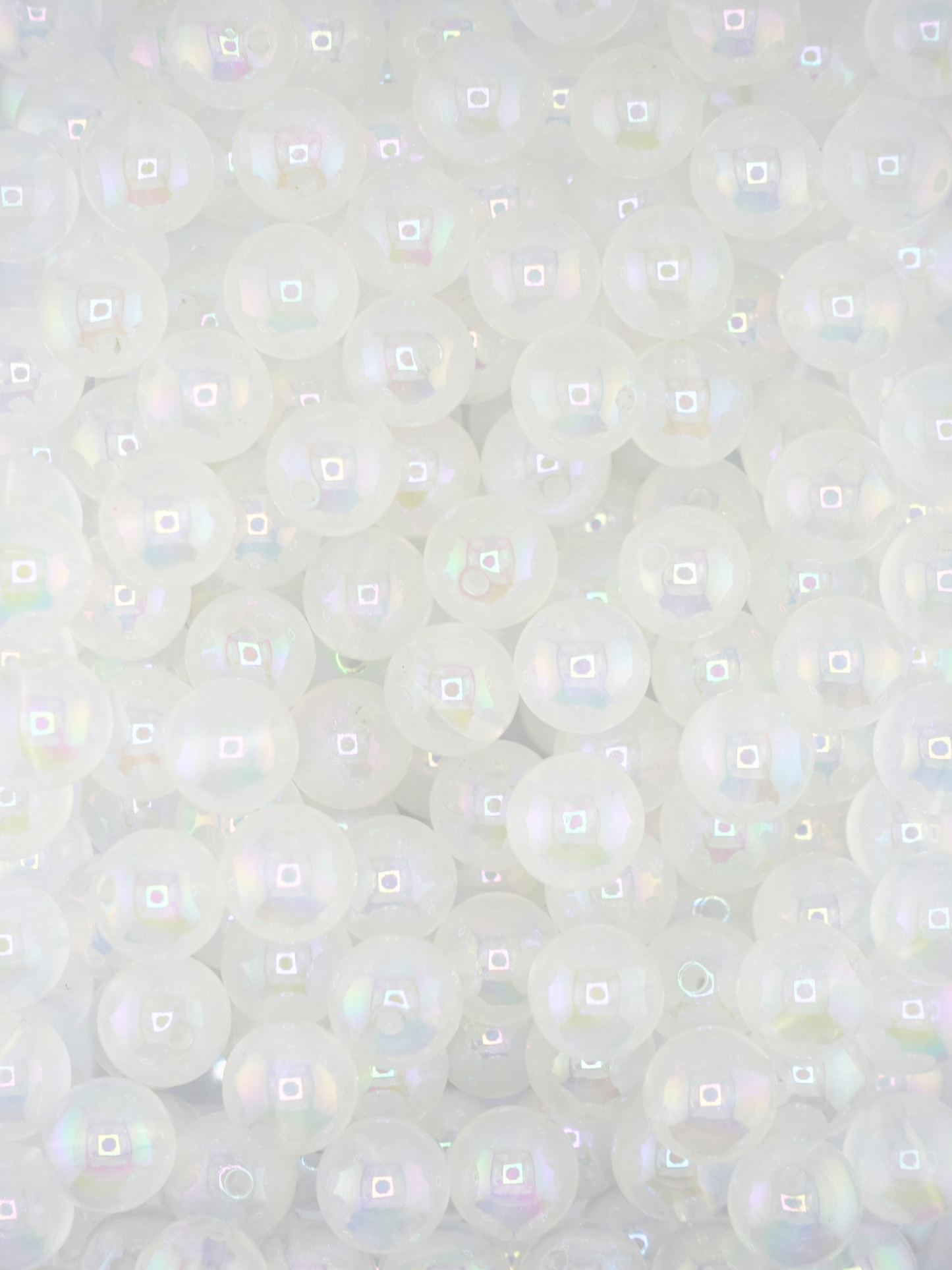 Collection of shimmer clear beads with a white color