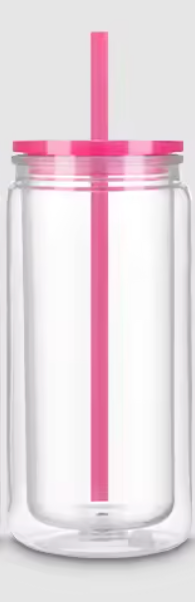20oz ACRYLIC Snow-Globe Color Lid and Straw