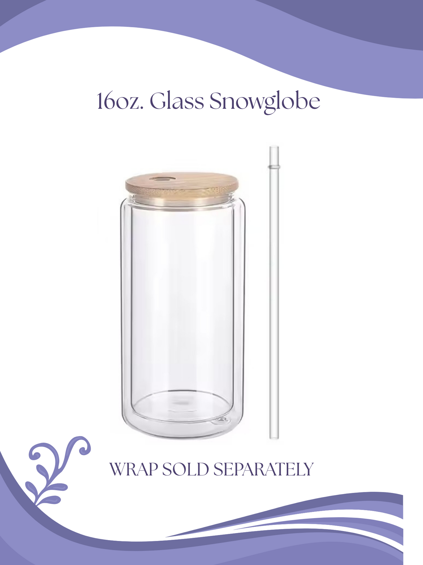 16oz glass snowglobe with wooden lid