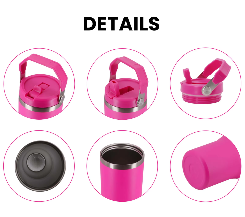 30oz. Stainless Steel Tumbler Flip Lid w/Portable Handle (NON-SNOWGLOBE)