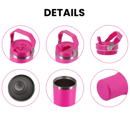 30oz. Stainless Steel Tumbler Flip Lid w/Portable Handle (NON-SNOWGLOBE)