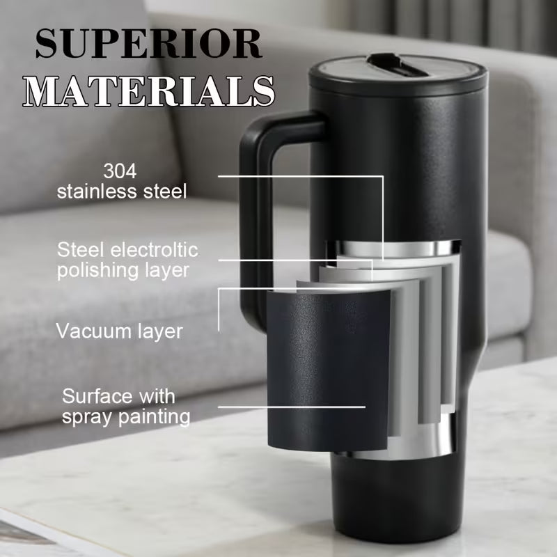 40oz. Stainless Steel Tumbler Flip Lid w/Handle (NON-SNOWGLOBE)