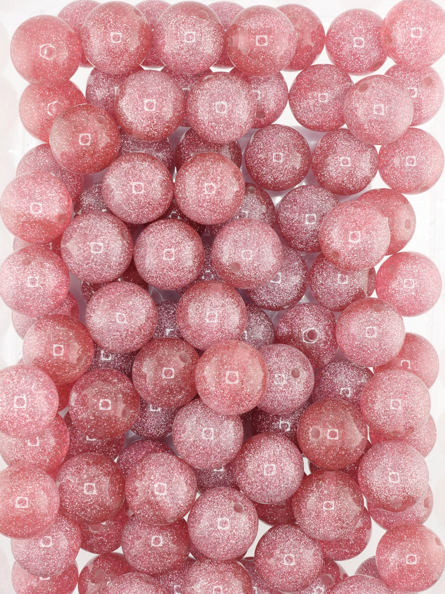 Collection of 20mm glitter mauve beads