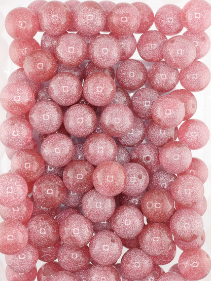 Collection of 20mm glitter mauve beads