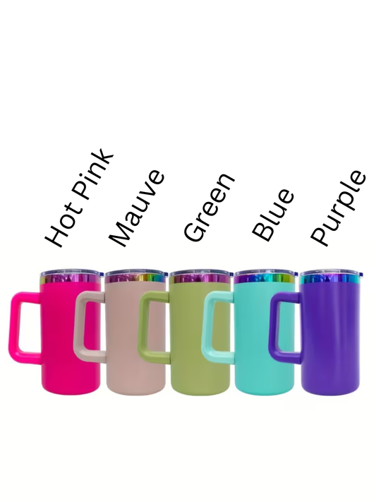 20oz. Stainless Steel RainbowTrim Mug w/Handle (NON-SNOWGLOBE)