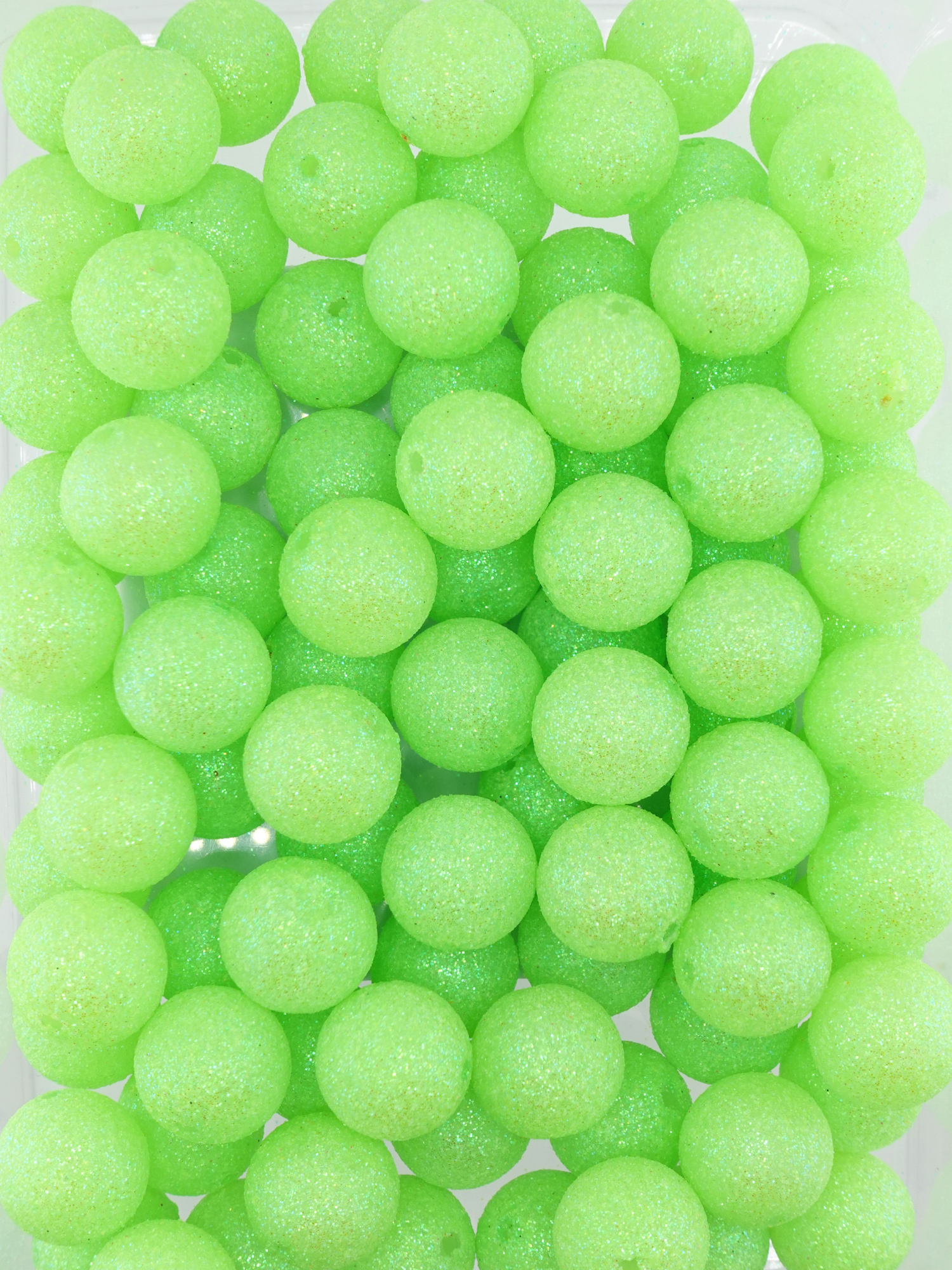 Lime Green colored Glitter Gumball beads