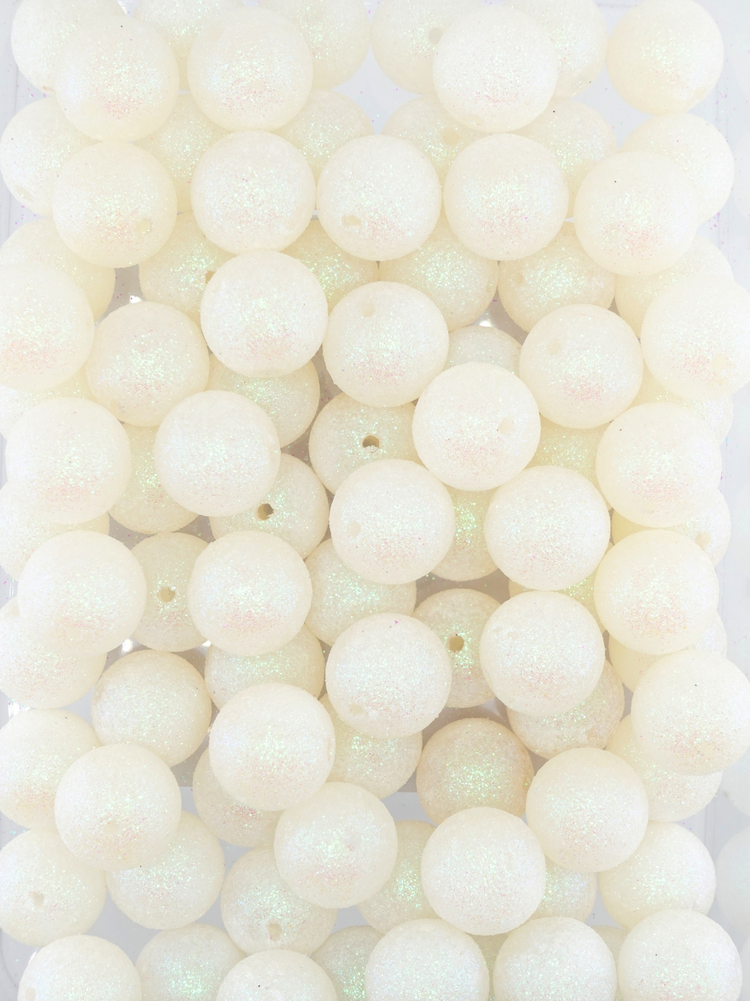 White colored Glitter Gumball beads