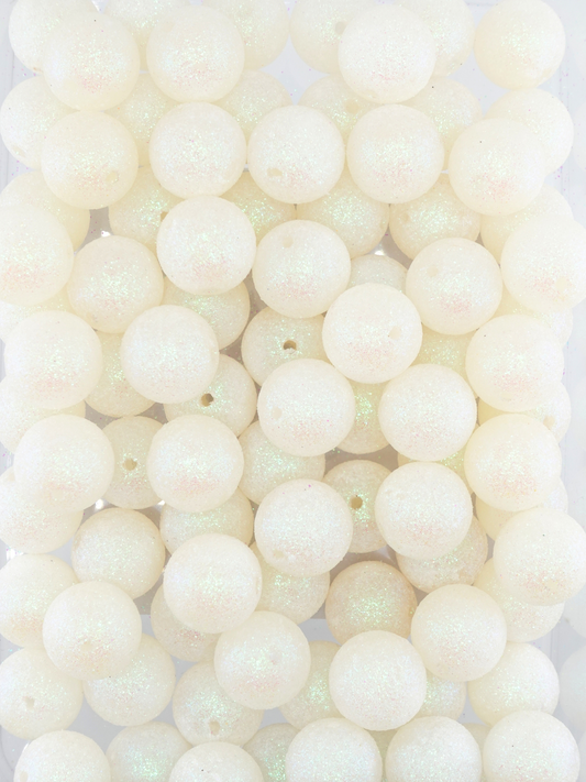White colored Glitter Gumball beads