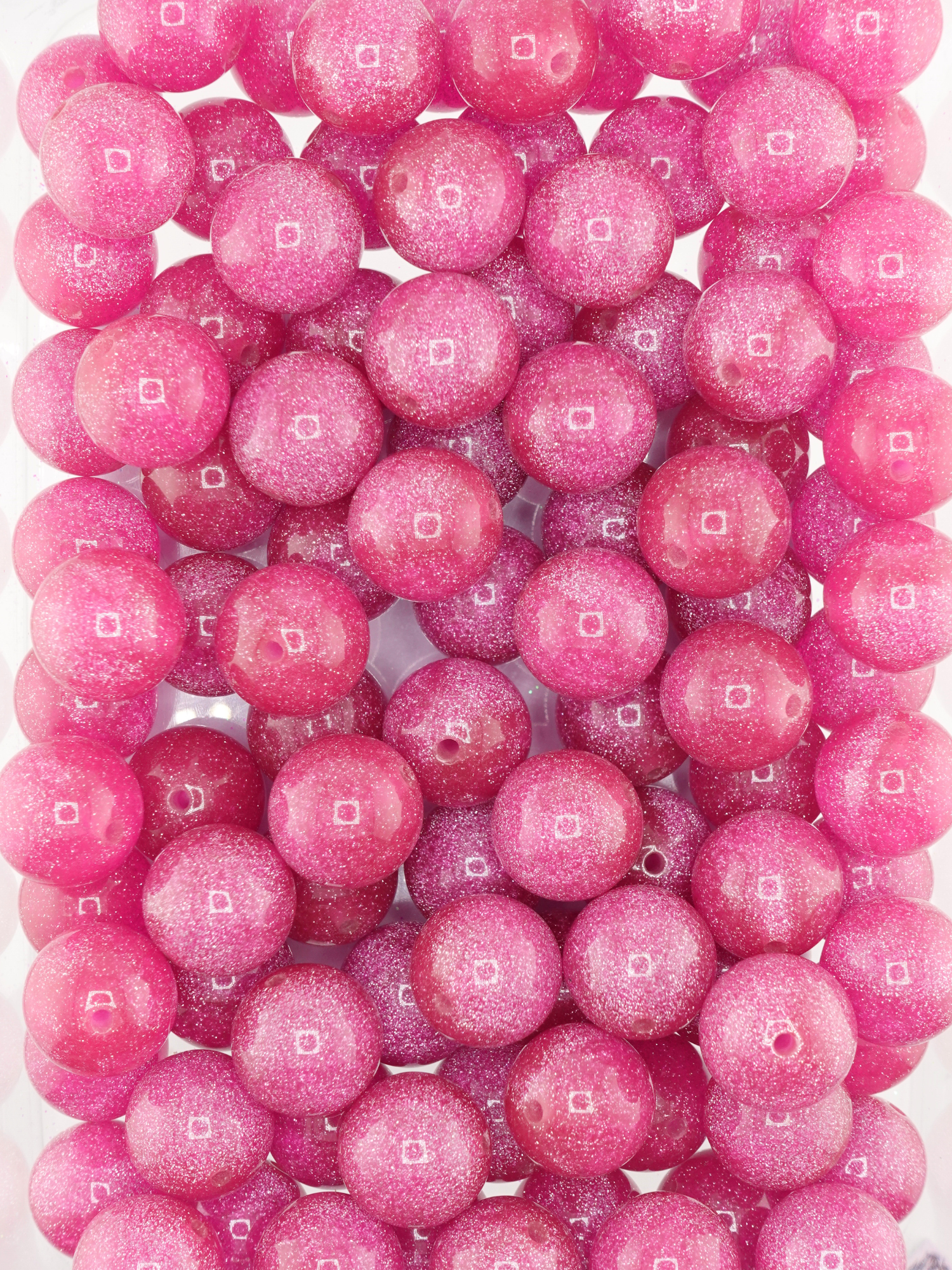Fucshia colored Glitter beads