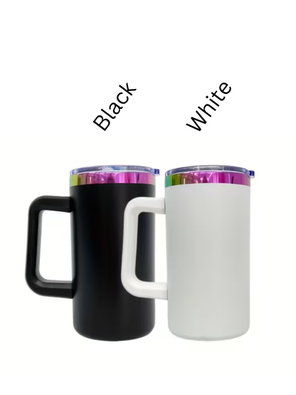 20oz. Stainless Steel RainbowTrim Mug w/Handle (NON-SNOWGLOBE)