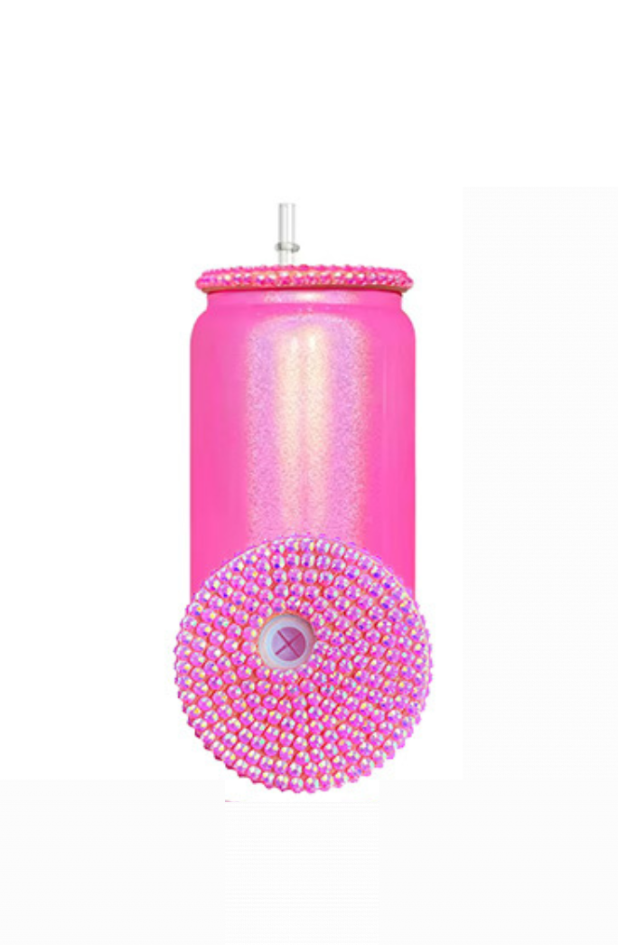 16oz GLASS Shimmer Mug BLING Lid (NON-SNOWGLOBE)