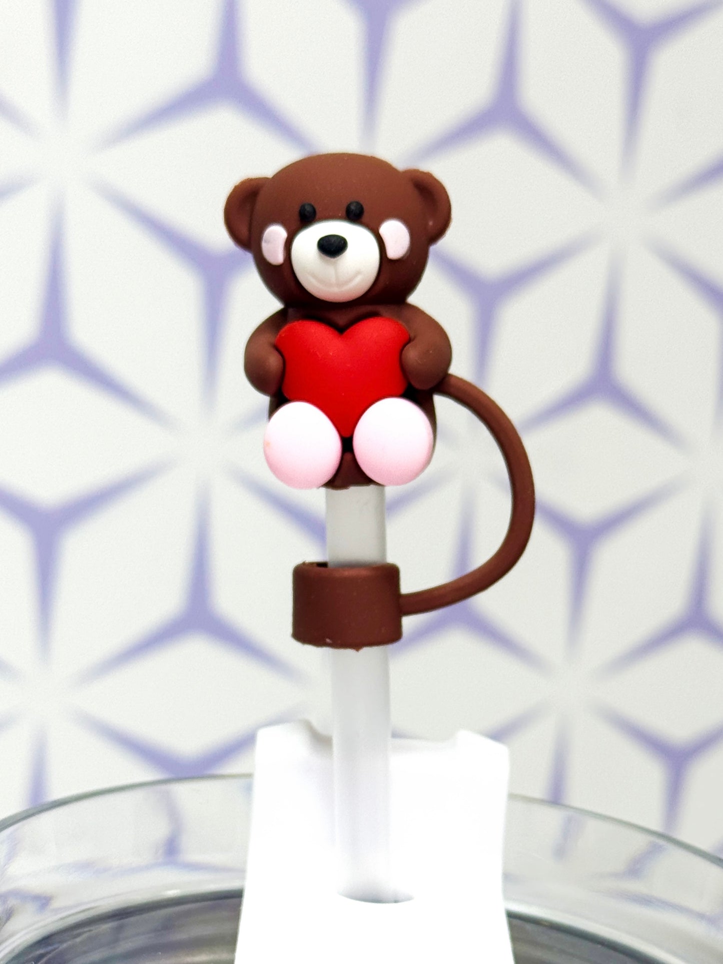 Bear Heart Straw Topper