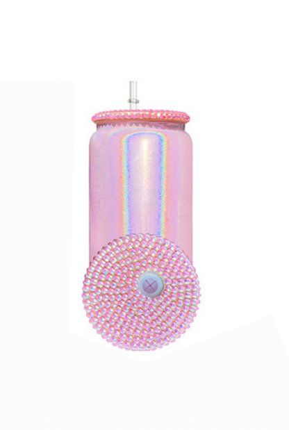 16oz GLASS Shimmer Mug BLING Lid (NON-SNOWGLOBE)