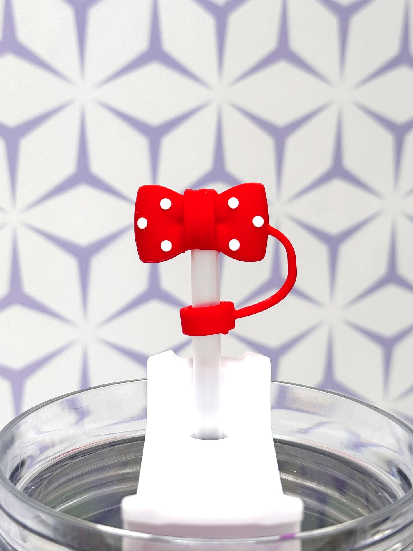 Red Bow Straw Topper