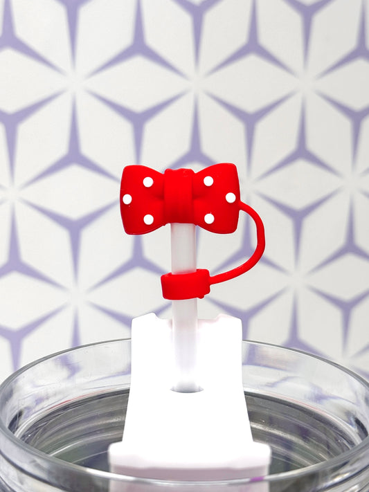 Red Bow Straw Topper
