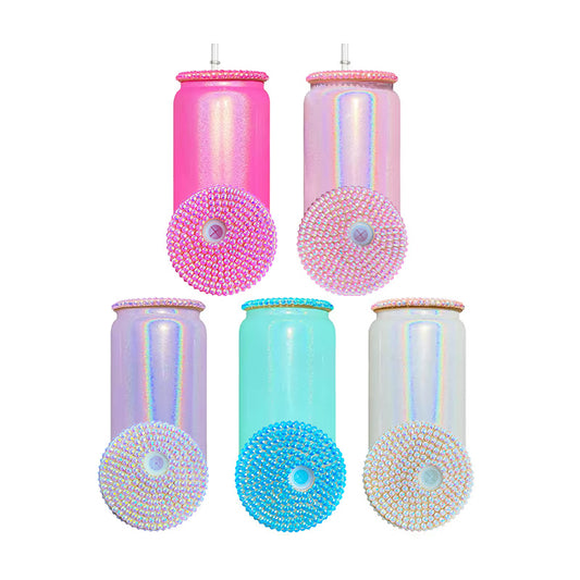 16oz GLASS Shimmer Mug BLING Lid (NON-SNOWGLOBE)