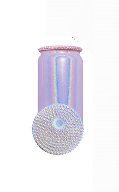 16oz GLASS Shimmer Mug BLING Lid (NON-SNOWGLOBE)