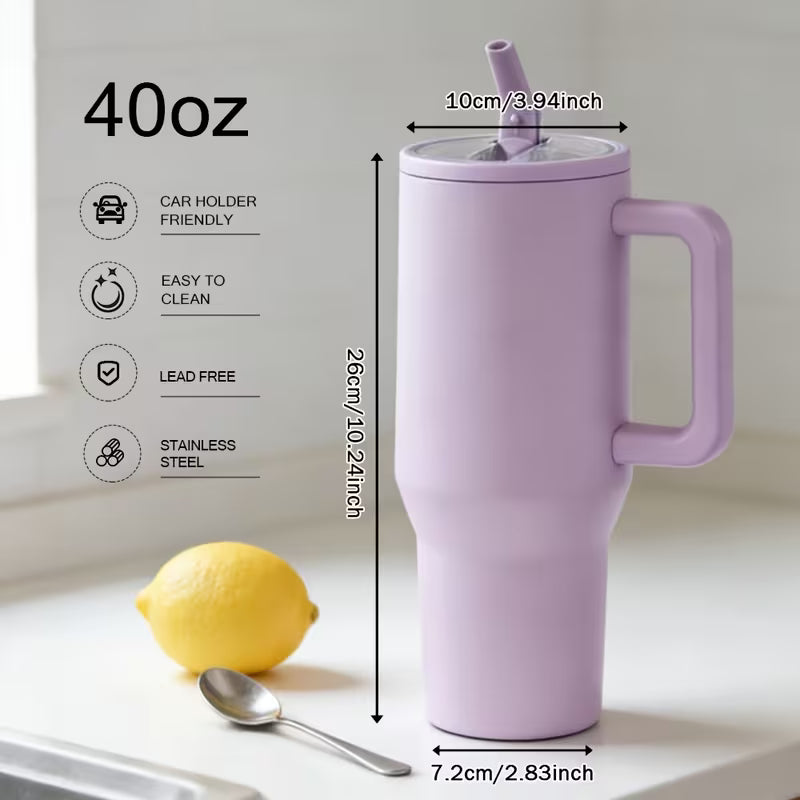 40oz. Stainless Steel Tumbler Flip Lid w/Handle (NON-SNOWGLOBE)