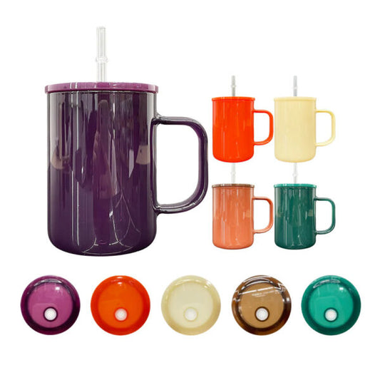17oz GLASS MUG Fall Color Lid (NON-SNOWGLOBE)