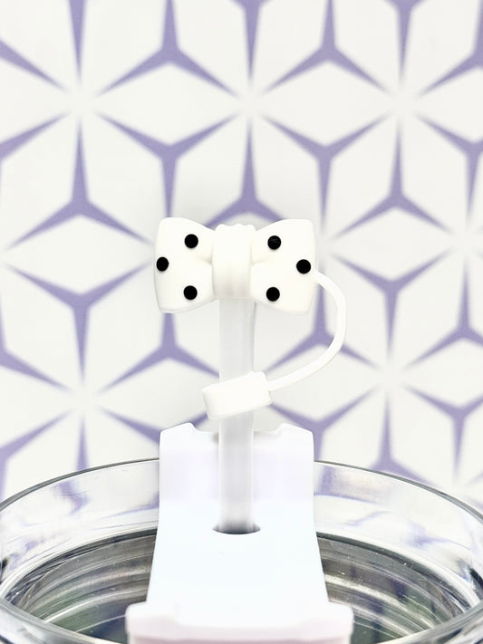 White Bow Straw Topper